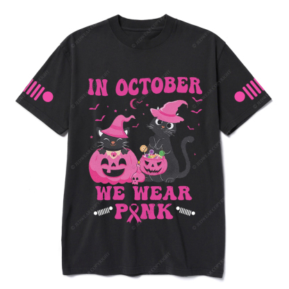 Breast Cancer In October We Wear Pink Cat Jp T-shirt