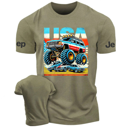 USA Flag Cherokee XJ 4x4 USA Off-Road Vintage Old School Vehicle Jp T-Shirt