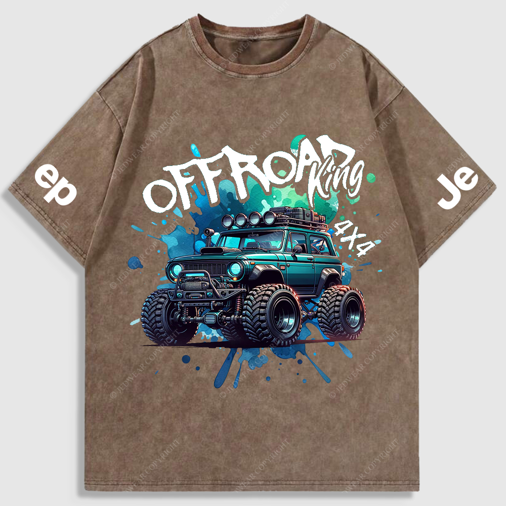 Jp Off Road King 4x4 Colorful  Washed T-Shirt
