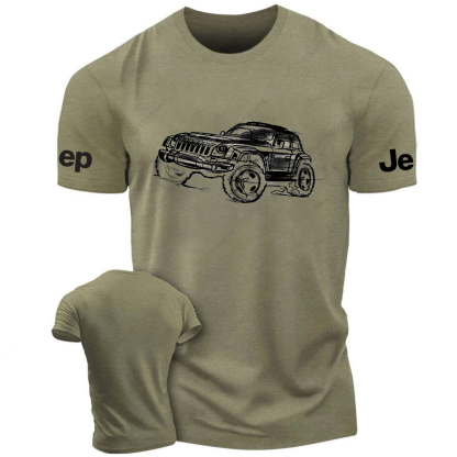 Off-Road Vehicle Black And White Stick Figure Line Art Jp T-Shirt