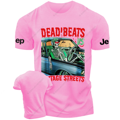 Skeleton Driving A Car Dead Beats Vintage Streets Jp T-Shirt