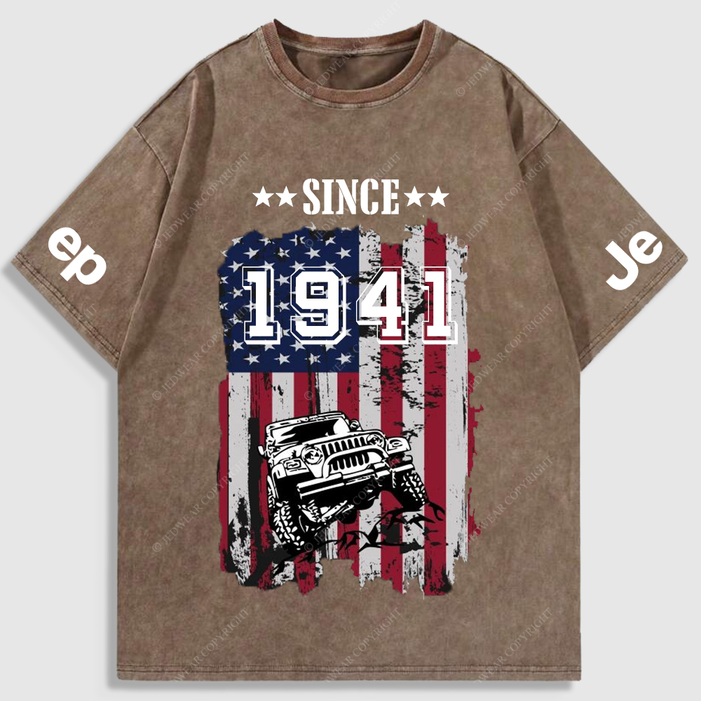 Jp American Flag Since 4X4 Cars Washed T-Shirt