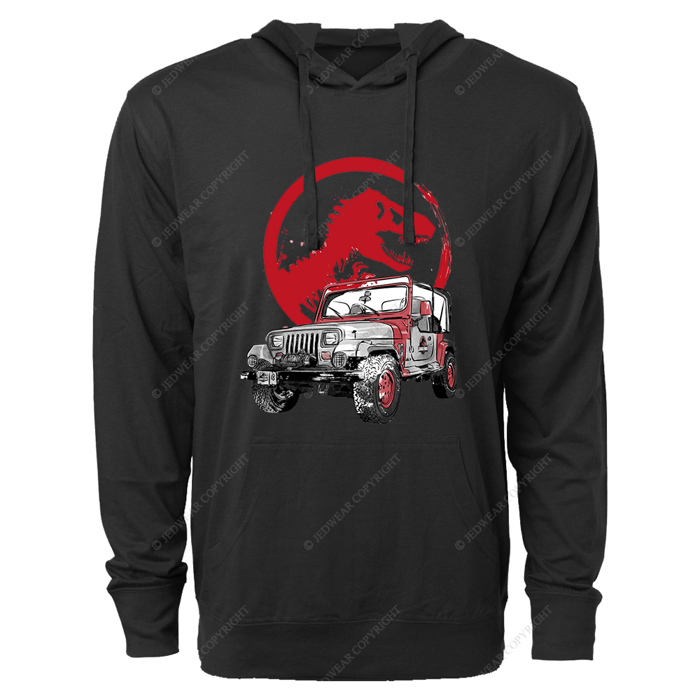 Dinosaur On The Back Of An Off-Road Vehicle Jp Oversized Lightweight Hoodie