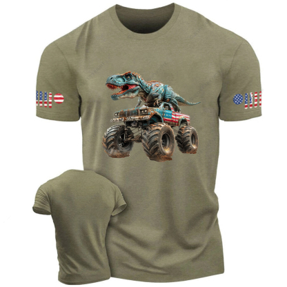 Dinosaur with Truck Patriotic Monster T-Rex Jp T-Shirt