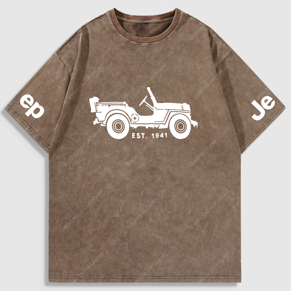 Jp Vintage Military Star 4X4 Cars Washed T-Shirt