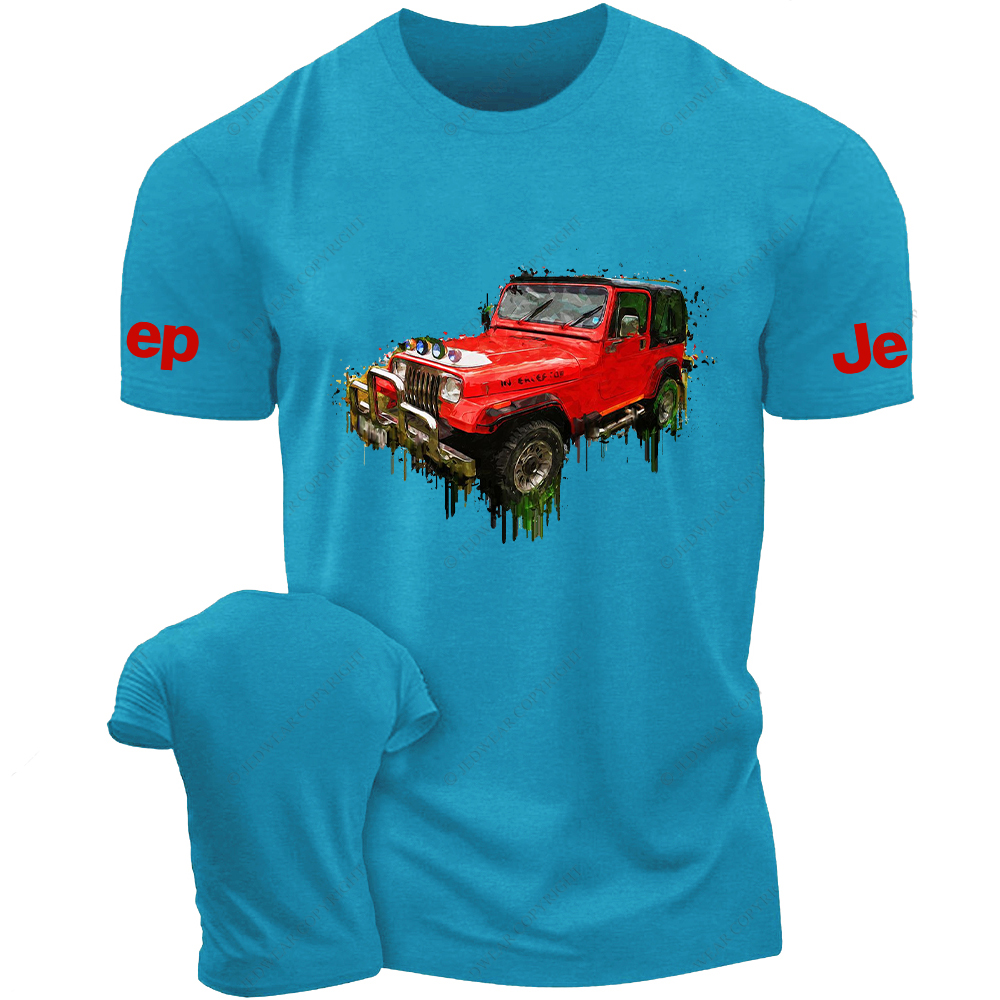 Red Car Off-Road Acrylic Painting Jp T-Shirt