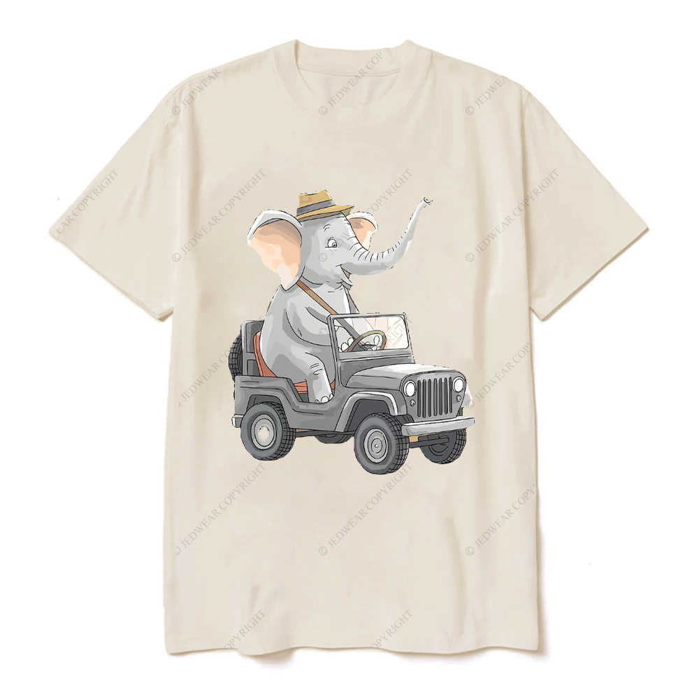 Elephant Driving Car Cartoon Jp T-Shirt