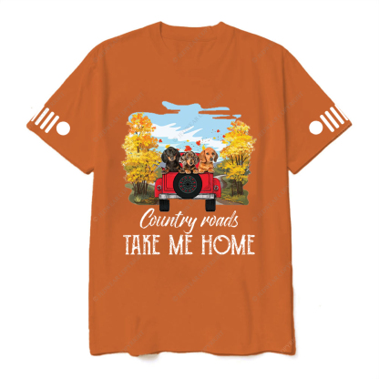 Car Dachshunds Country Roads Take Me Home Jp T-Shirt