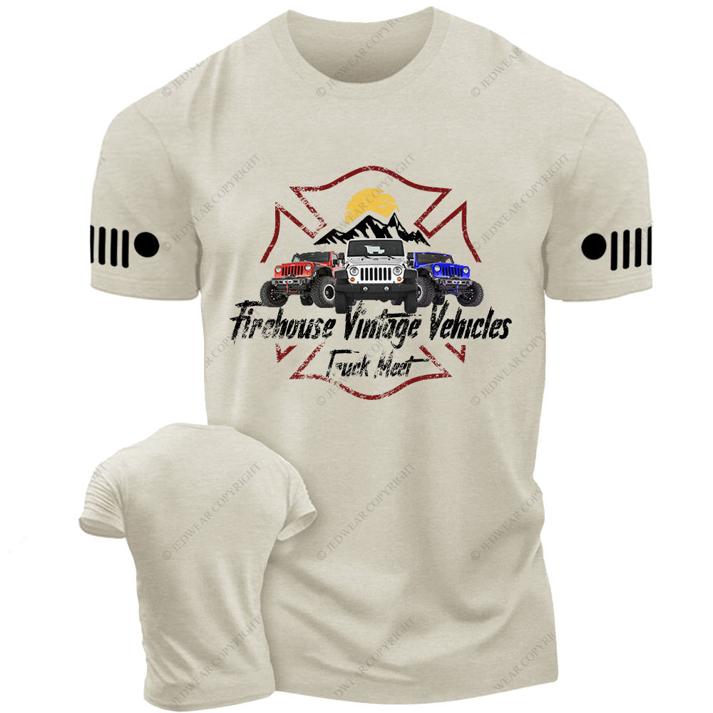 Firefighter Firehouse Vintage Vehicles Truck Meet Jp T-Shirt