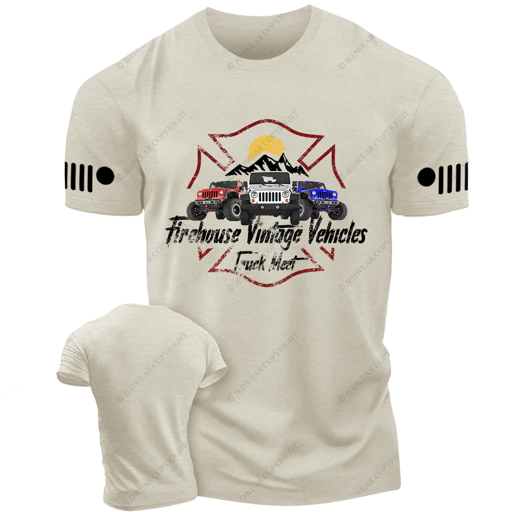 Firefighter Firehouse Vintage Vehicles Truck Meet Jp T-Shirt