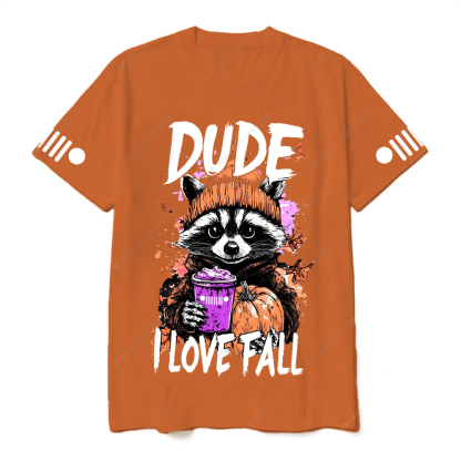Feral Girl I Love Fall  Raccoon  Autumn Pumpkin Jp T-Shirt