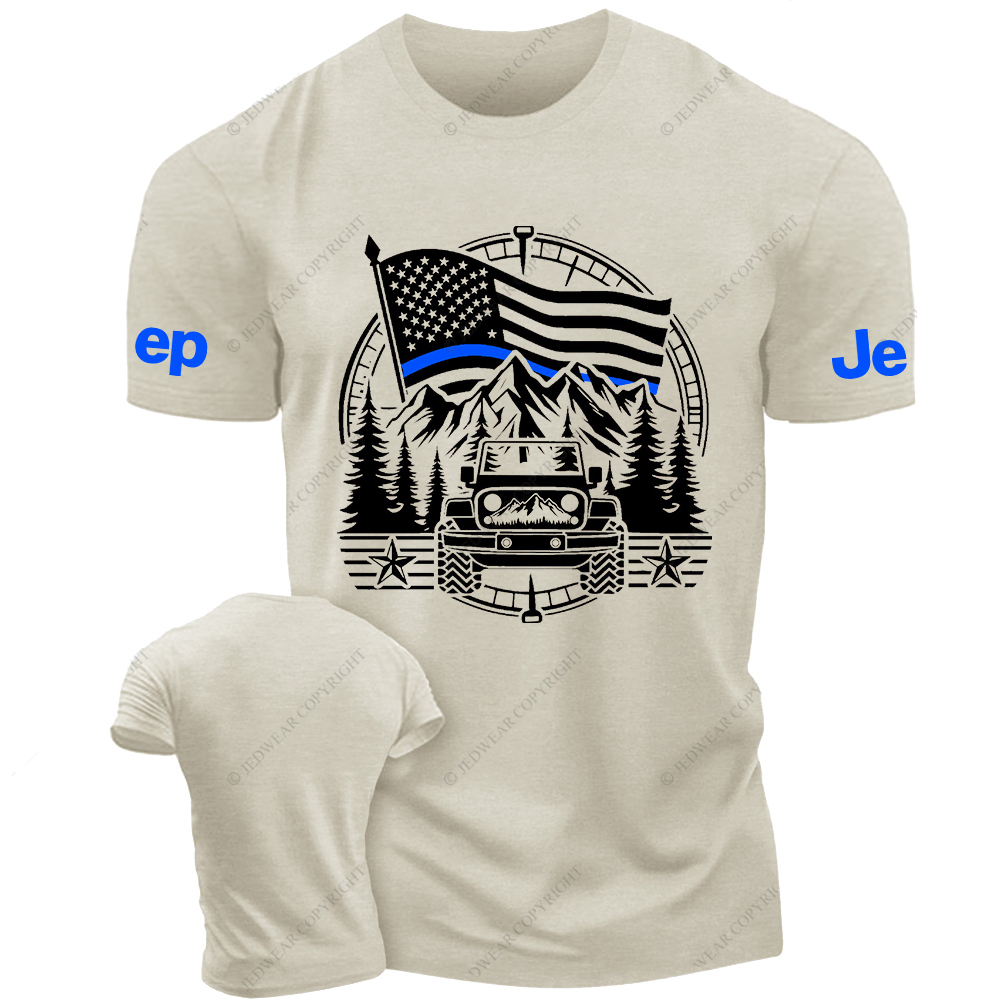 Police Patriotic Off-Road USA Flag Adventure Compass Jp T-Shirt
