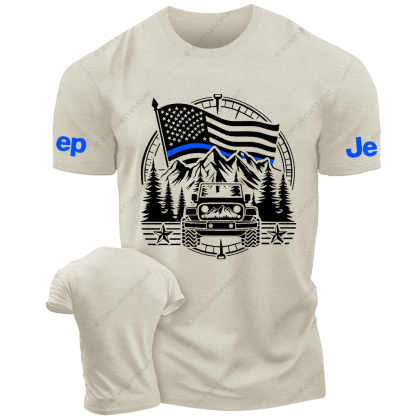 Police Patriotic Off-Road USA Flag Adventure Compass Jp T-Shirt