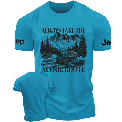 Always Take The Scenic Route Camping Travel Adventure Hiking Jp T-Shirt