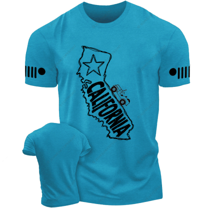 California Map Star Black And White Sketch Jp T-Shirt