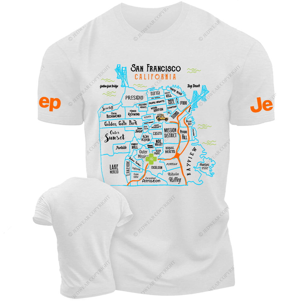 Vibrant Map Of SAN FRANCISCO CALIFORNIA Jp T-Shirt