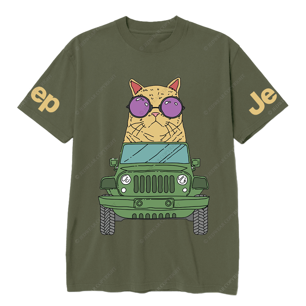 Cat Wearing Sunglasses Riding Car on Mouse Pad Jp T-Shirt