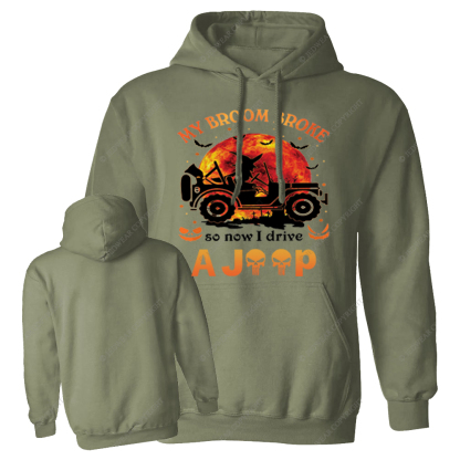 Halloween Pumpkin Bat My Broom Broke So Now I Drive A Car Jp Oversized Hoodie