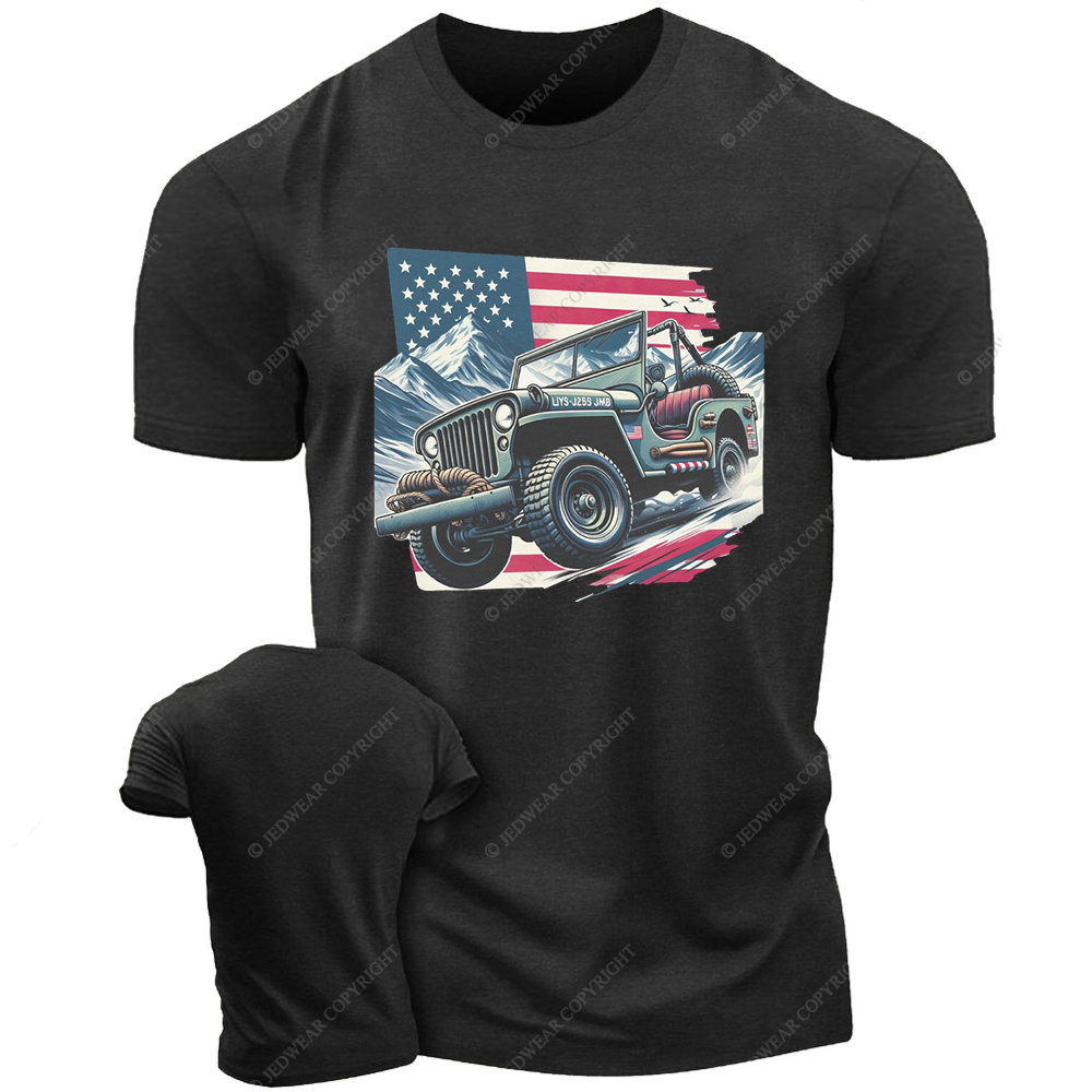 Willy's MB American Flag Classic Military Vehicle Jp T-Shirt