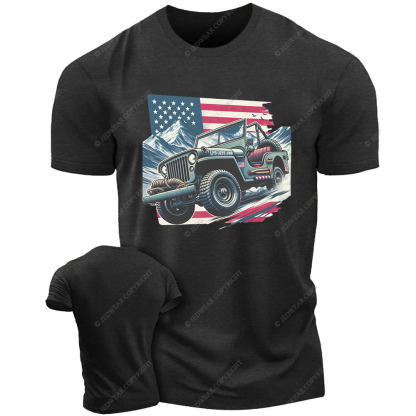 Willy's MB American Flag Classic Military Vehicle Jp T-Shirt