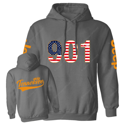 Tennessee Area Codes 901 American Flag Jp Oversized Hoodie