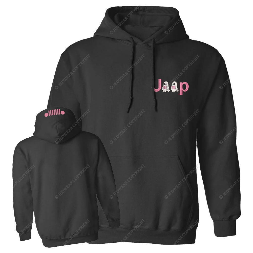 Pink Halloween Reading Ghosts Jp Embroidered Casual Hoodie