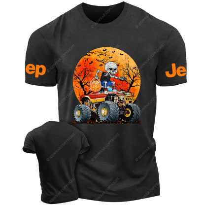 Skeleton Monster Truck Kid Boy Moon Candy Halloween Jp T-Shirt