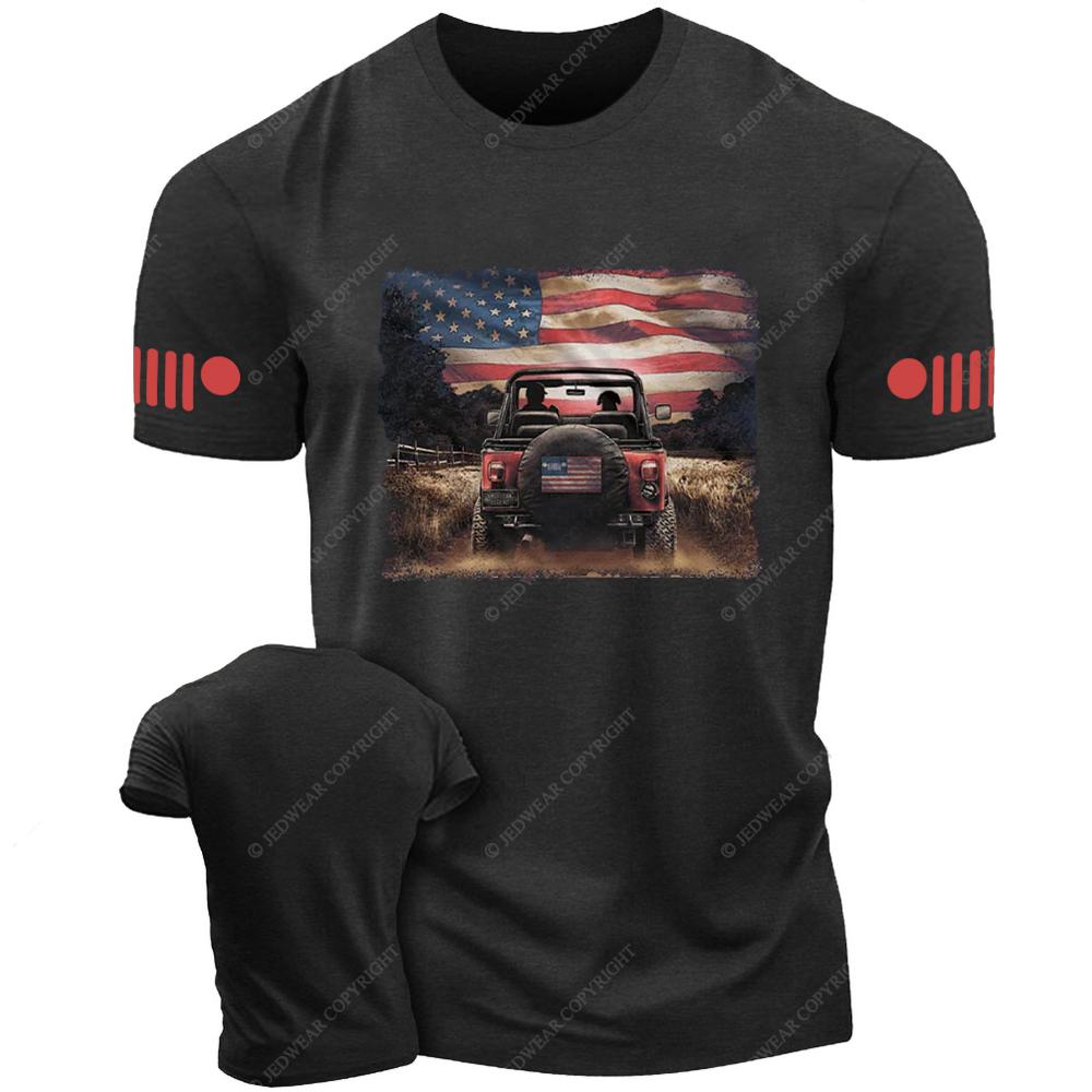 Country Road American Flag Dog Jp T-Shirt
