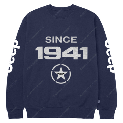 Vintage Military Star Circle Since 1941 Jp Crew Neck Sweatshirt
