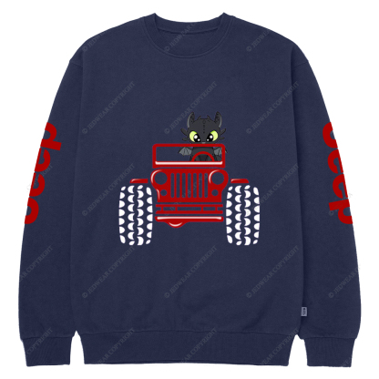 Halloween A Little Bat Is Driving A Car Jp Crew Neck Sweatshirt
