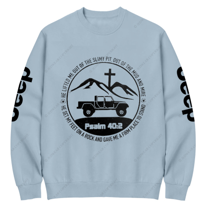 Religion The Lifted Me Out Of The Slimy Pit Psalm 40:2 Jp Crew Neck Sweatshirt