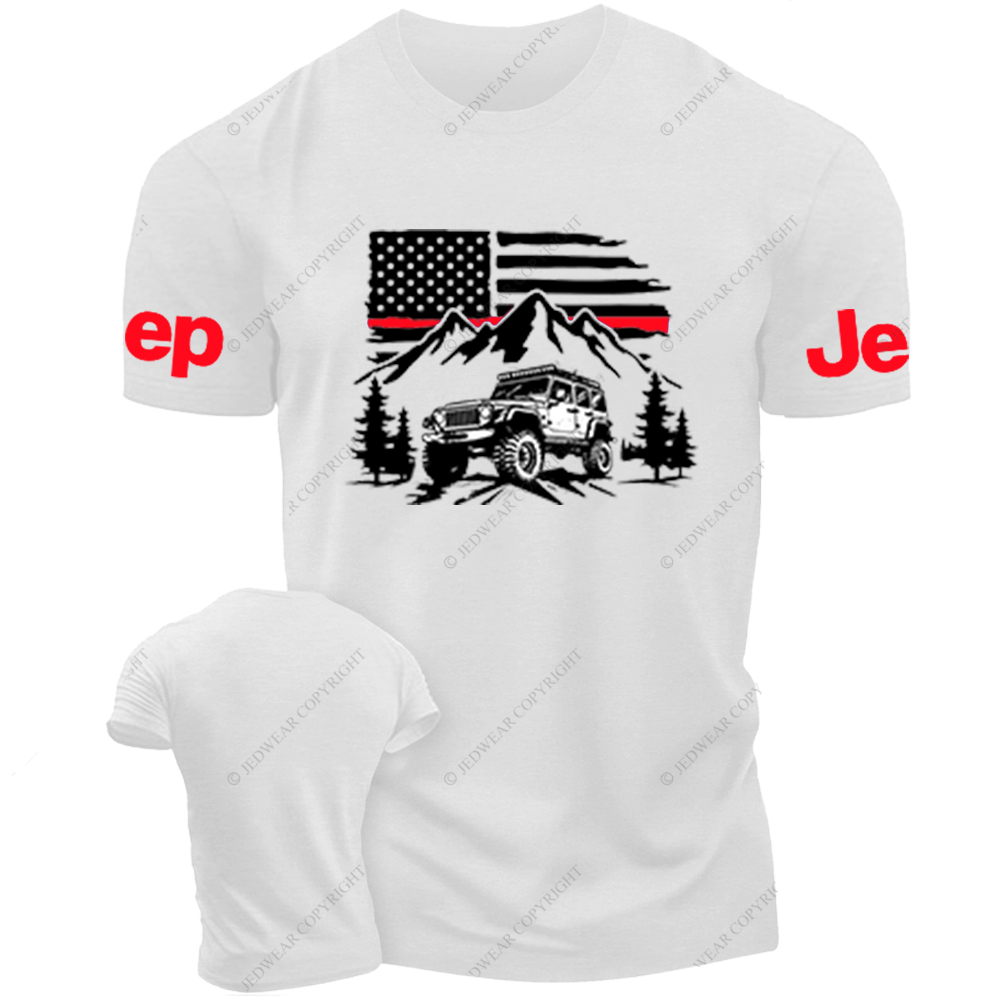 Firefighter Red Line American Flag Mountains Silhouette Jp T-Shirt
