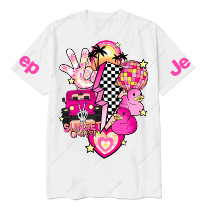 Pink off-Roading Vehicle Sunset Chaser Rubber Duck Jp T-Shirt