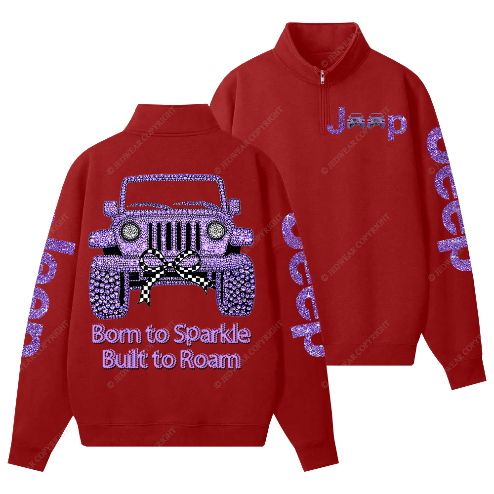 Girl Purple Car Bling Bling Jp Half-Zip Jacket Sweatshirt