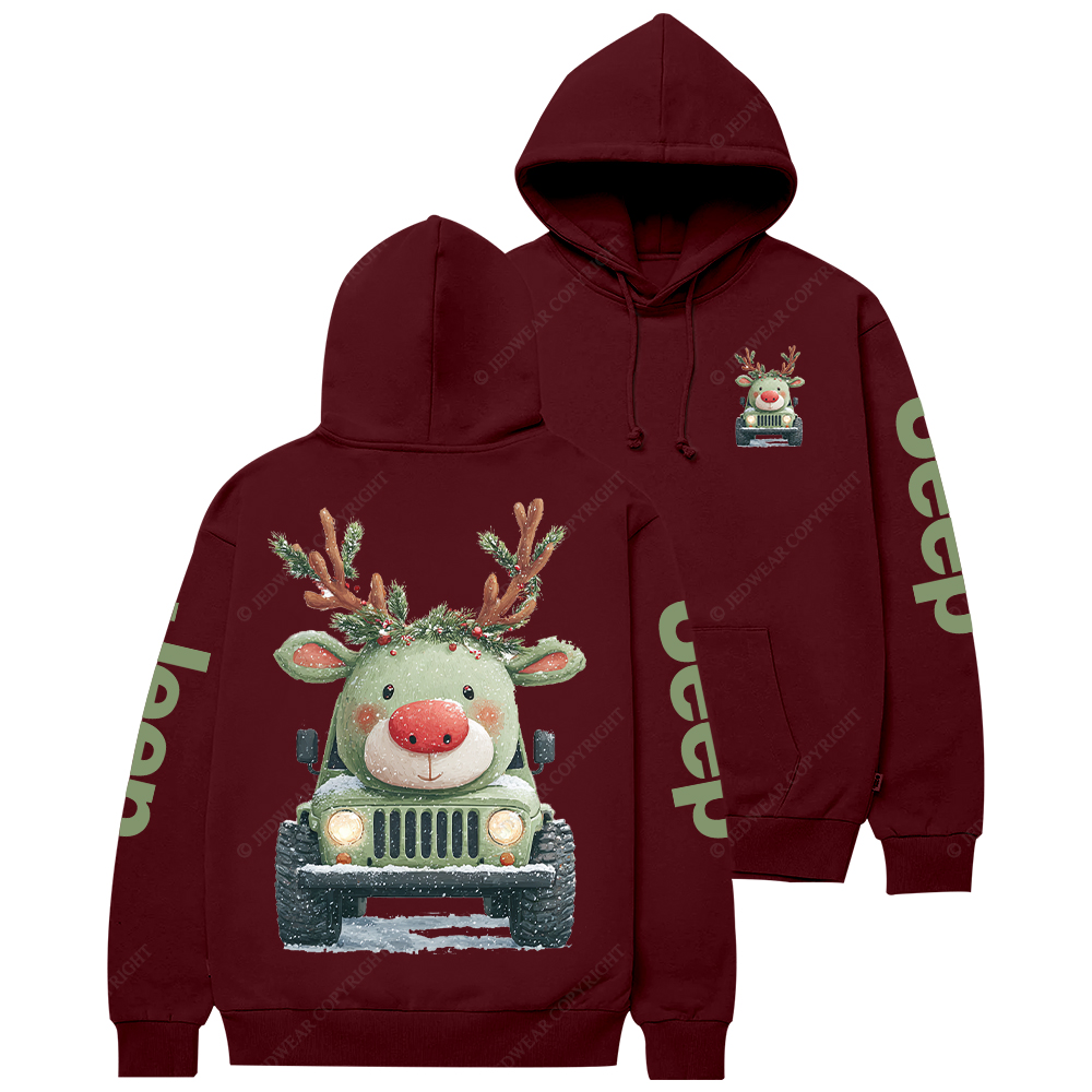 Cute Off-road Vehicle Transformed Into A Christmas Reindeer Jp Casual Hoodie