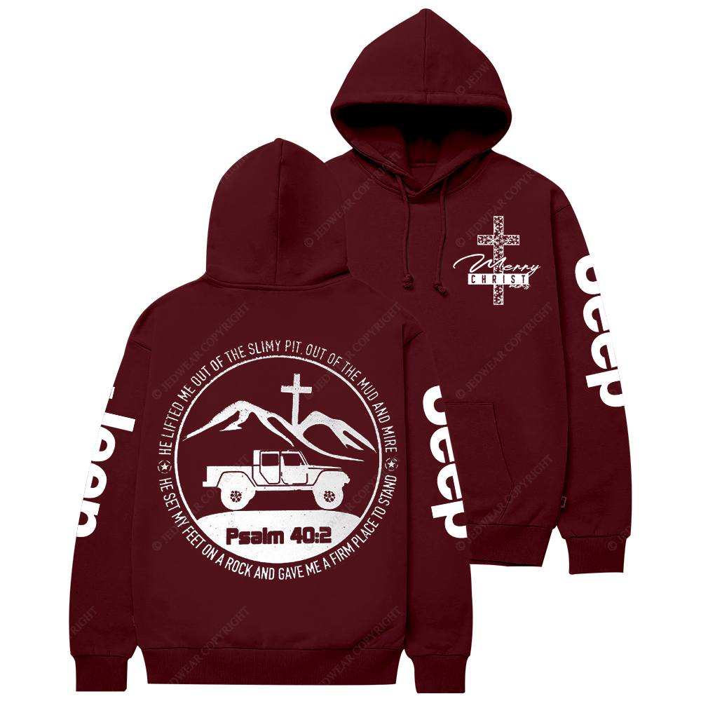 Merry Christmas Religion The Lifted Me Out Of The Slimy Pit Psalm 40:2 Jp Casual Hoodie