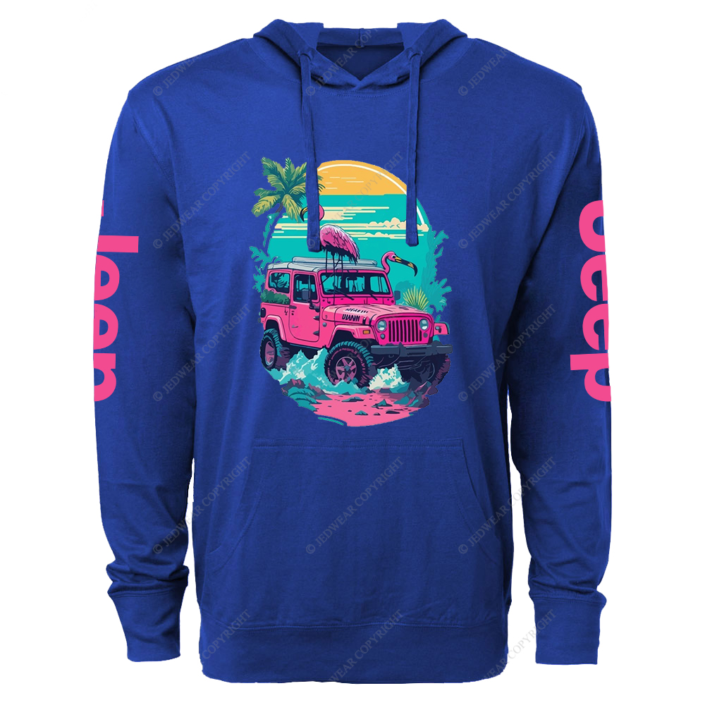 Pink Off-Road And Pink Swan Flamingo On The Seashore Jp Lightweight Hoodie