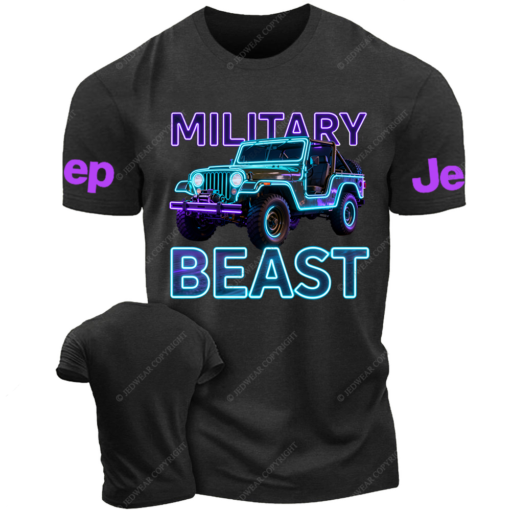 Colorful Neon Lines Off-Road Military Beast Jp T-Shirt