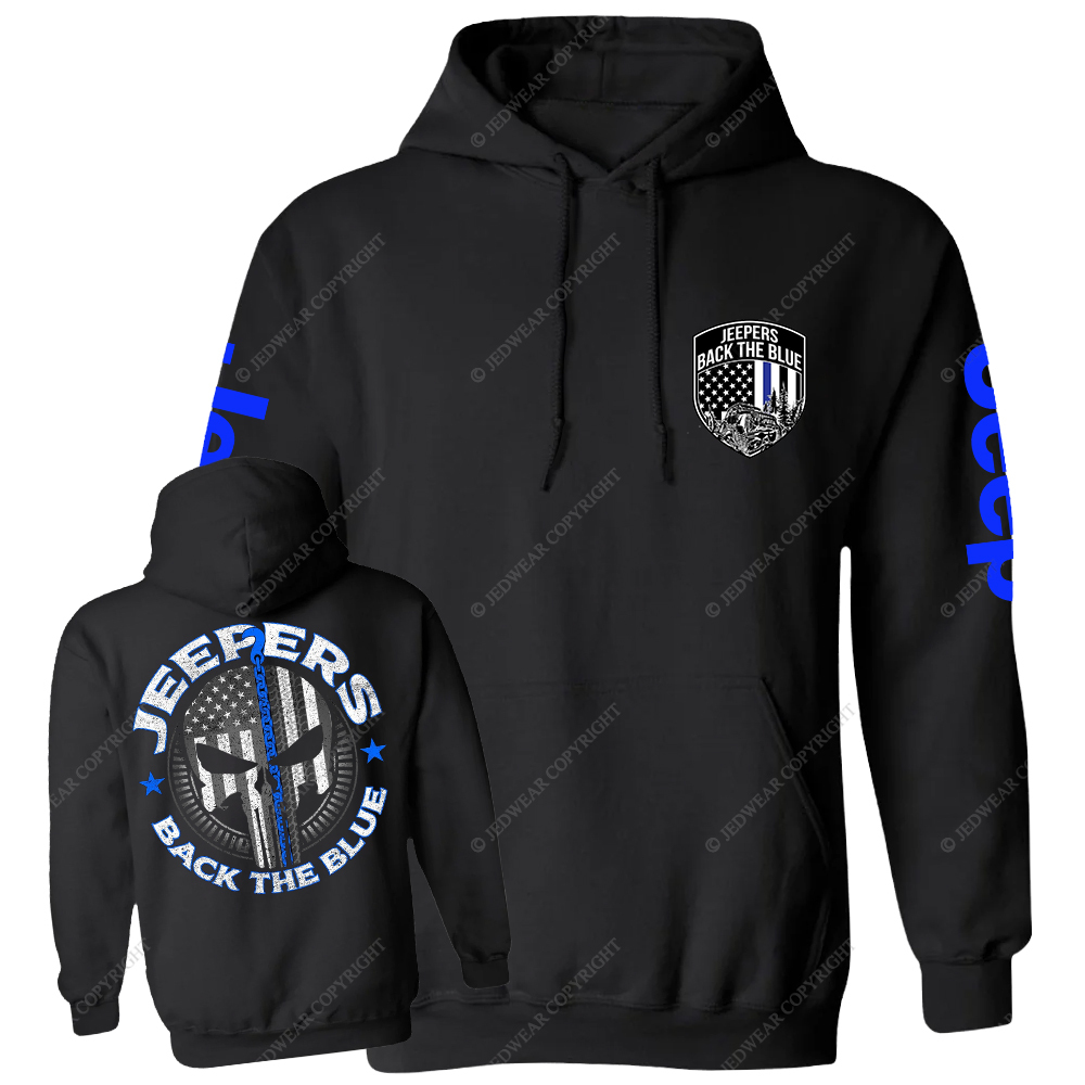Policeman Jp Back The Blue Police Skull Jp Casual Hoodie
