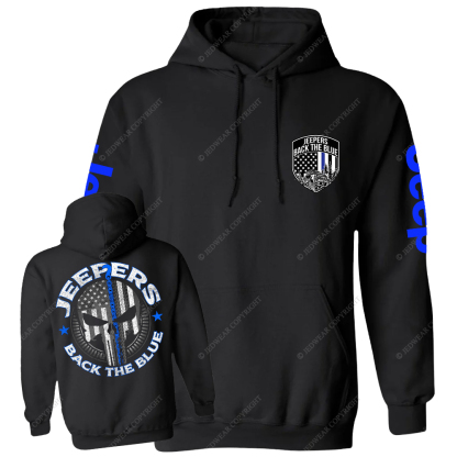 Policeman Jp Back The Blue Police Skull Jp Casual Hoodie