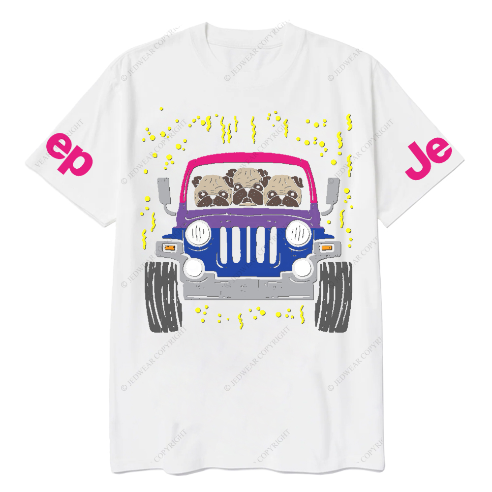 Three Shar Pei Dogs Driving A Car Jp T-Shirt 