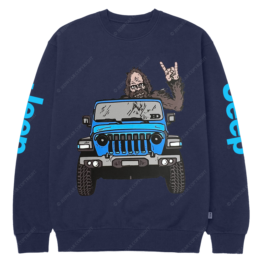 Sasquatch Driving A Car Jp Crew Neck Sweatshirt