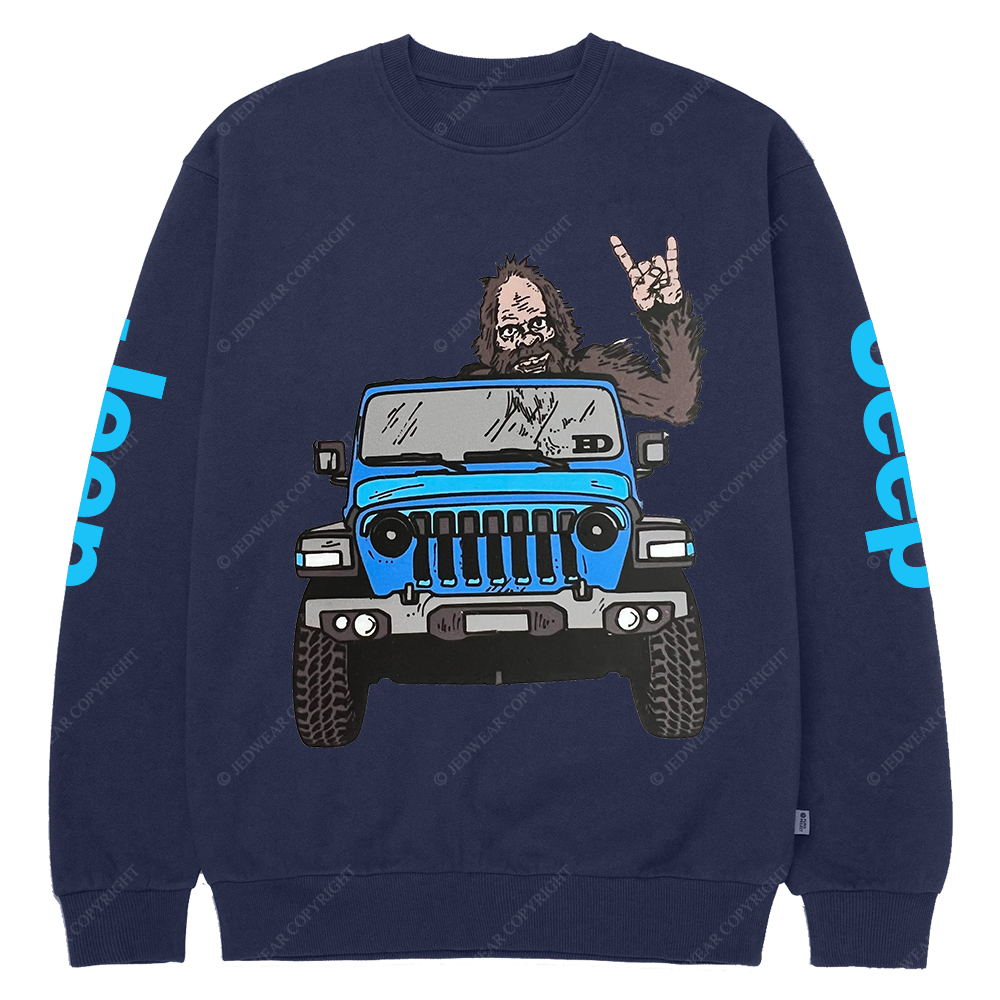 Sasquatch Driving A Car Jp Crew Neck Sweatshirt