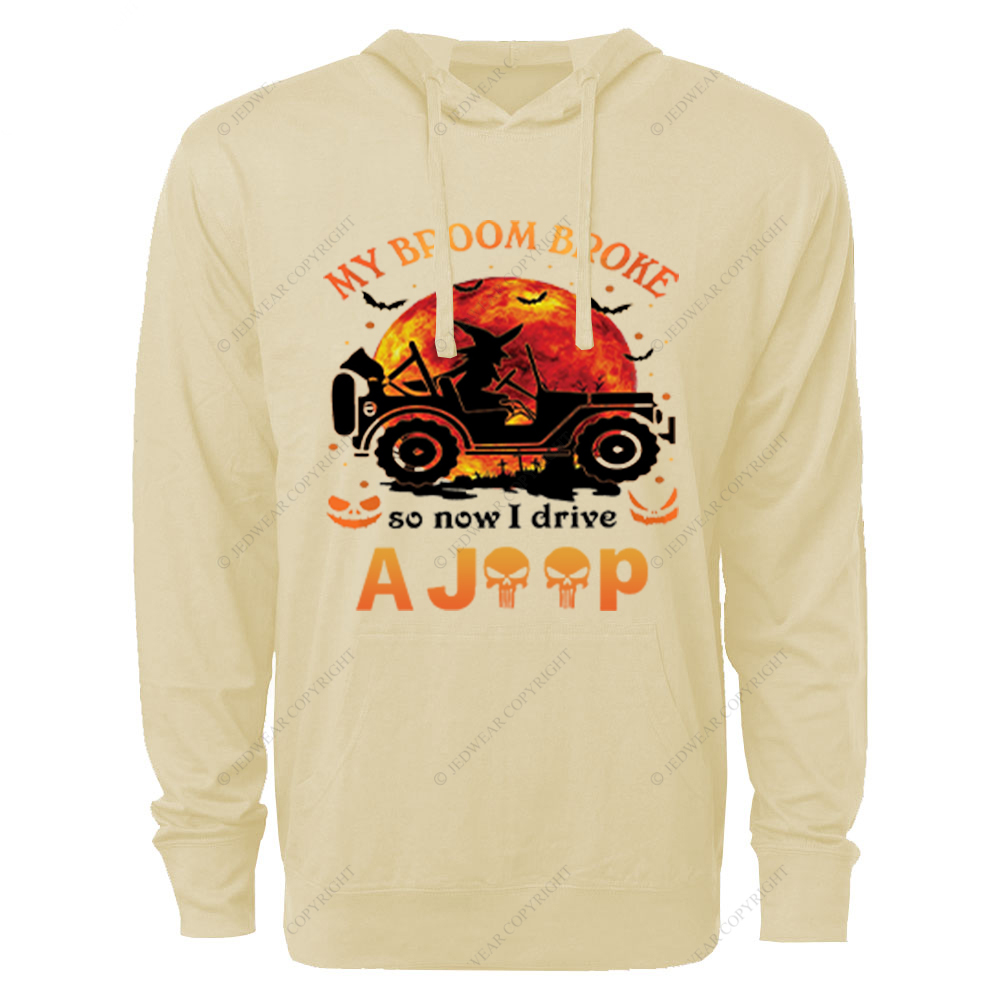 Halloween Pumpkin Bat My Broom Broke So Now I Drive A Car Jp Oversized Lightweight Hoodie