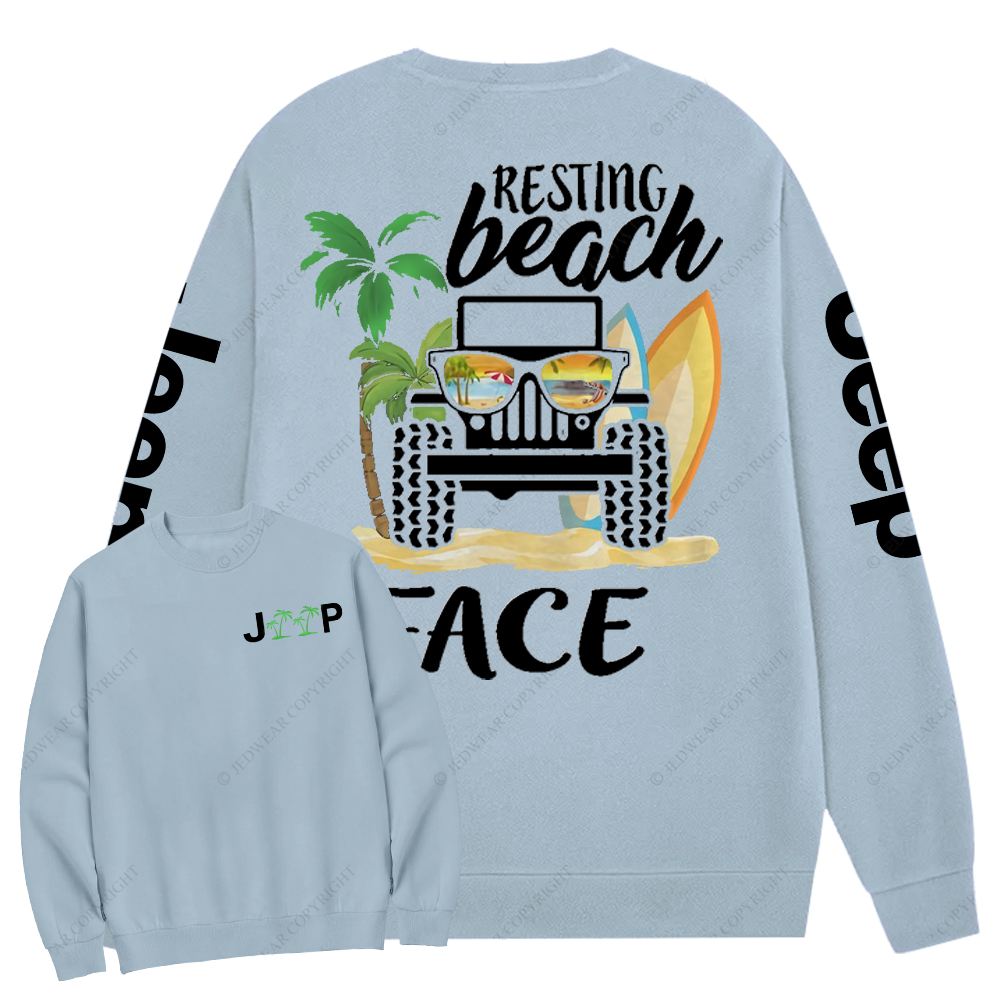 Resting Beach Face Surf Jp Crew Neck Sweatshirt