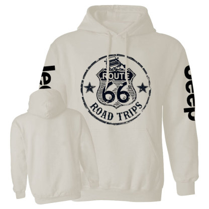 Retro Route 66 Jp Adventure Road Trip Vintage Casual Hoodie