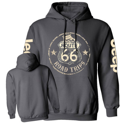 Retro Route 66 Jp Adventure Road Trip Vintage Casual Hoodie