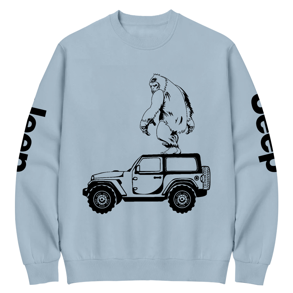 Bigfoot Chasing Car Jp Crew Neck Sweatshirt