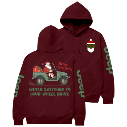 Merry Christmas Santa Santa Switched To Four-Wheel Drive Jp Casual Hoodie