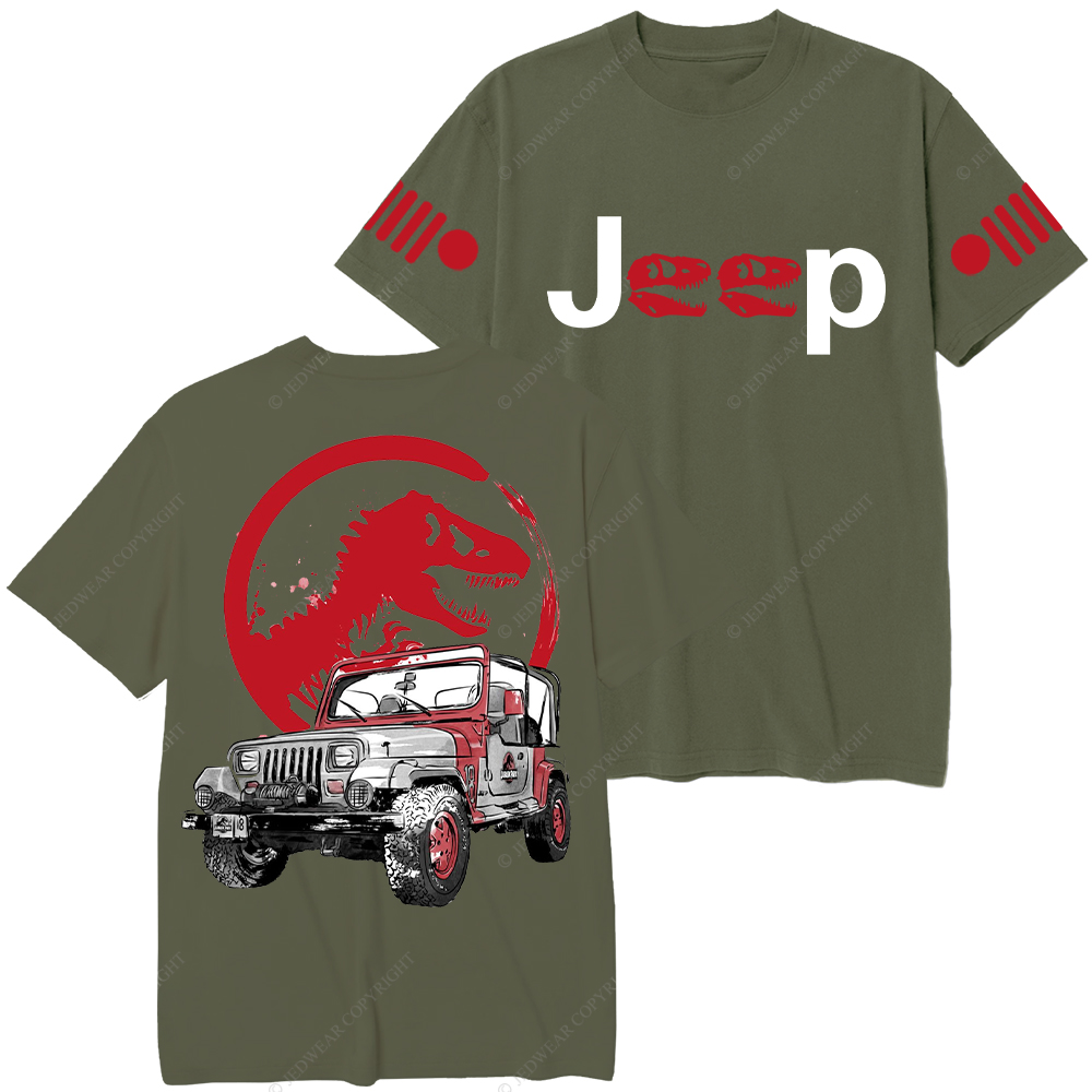 Dinosaur On The Back Of An Off-Road Vehicle Jp T-Shirt